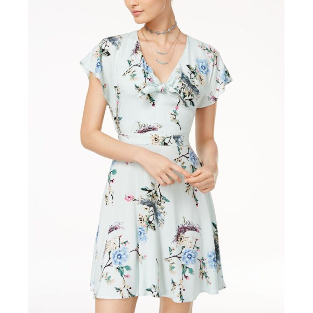 One Hart Juniors' Flutter-Sleeve Fit & Flare Dress